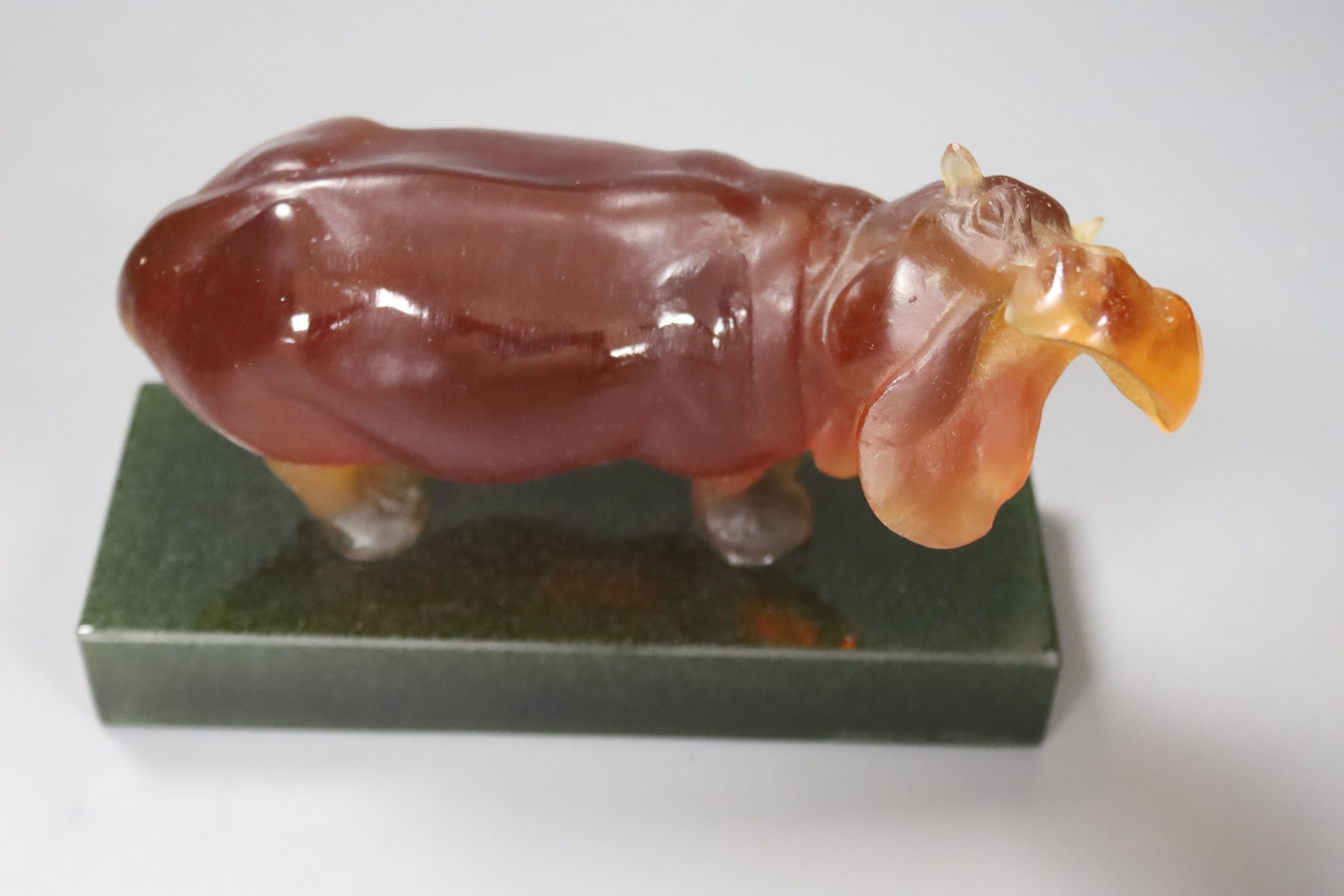 A Daum signed and boxed glass model of a hippopotamus